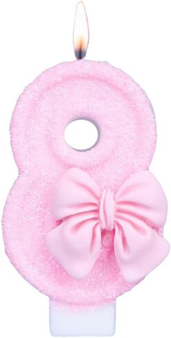 Birthday Candle Number Birthday Candles, Number Shaped Candle, 3D Cake Decoration, for Birthday Party, Weddings, Anniversaries, Birthday Candle Number (Pink Bow, Number 1) in Saudi Arabia