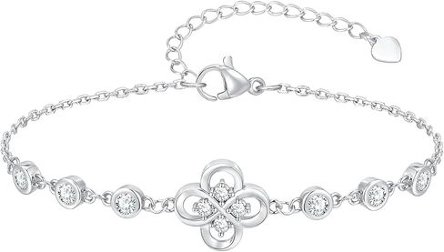 سوار أربع أوراق البرسيم للنساء - أساور سلسلة زهرة زركونيا مكعبة مطلية بالذهب عيار 14 قيراط، سوار ربط ساحر محظوظ، هدية مجوهرات عصرية لعيد الميلاد للأم والزوجة والصديقة in Kuwait