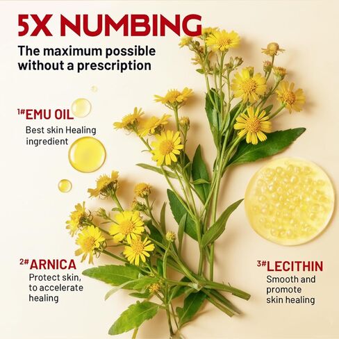 Numbing Cream Maximum Strength: 5% Lidocaine Local Anesthetic - Long Lasting with Menthol Arnica and Emu Oi 2oz/ 60g in Saudi Arabia