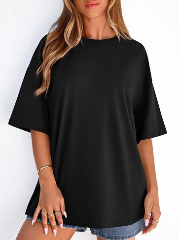 PRETTYGARDEN Women's 2026 Spring Going Out Tops Casual Short Sleeve Crewneck Loose Fit Basic Cute Tee Shirts Summer Outfits in Saudi Arabia