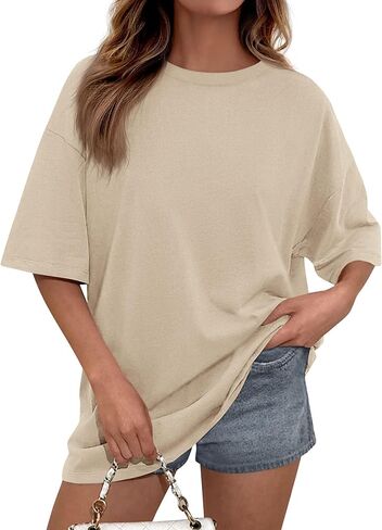 PRETTYGARDEN Women's 2026 Spring Going Out Tops Casual Short Sleeve Crewneck Loose Fit Basic Cute Tee Shirts Summer Outfits in Saudi Arabia