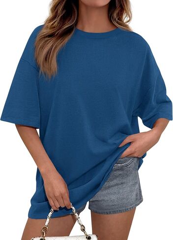PRETTYGARDEN Women's 2026 Spring Going Out Tops Casual Short Sleeve Crewneck Loose Fit Basic Cute Tee Shirts Summer Outfits in Saudi Arabia
