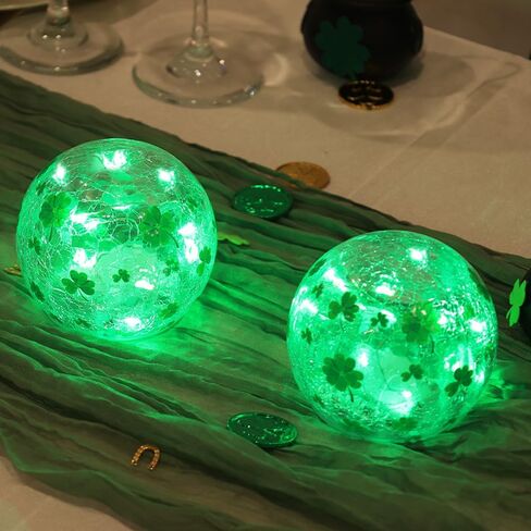 YEAHOME زينة عيد الحب، مجموعة من 2 كرة زجاجية مجعدة أضواء LED مع نمط قلب الحب لديكور الطاولة، كرات مضيئة مع مؤقت للمنزل الداخلي لغرفة المعيشة قطعة مركزية، أحمر in Kuwait