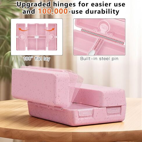 FYY Travel Pill Organizer with Blank Lables,6 Compartments Magnetic Pill Organizer Pill Box for Purse Pocket to Hold Vitamins,Cod Liver Oil,Supplements and Medication-Pink in Saudi Arabia