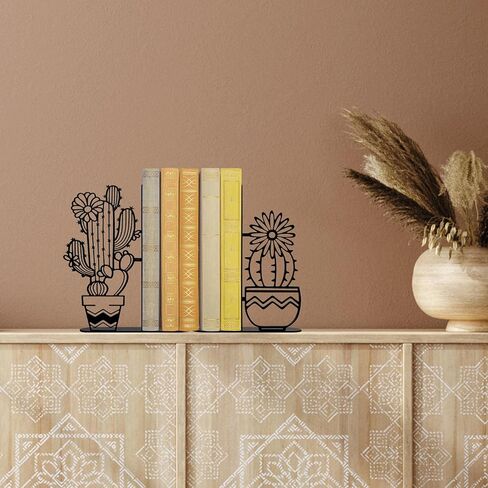 نهايات كتب نبات الصبار المعدنية، تصميم وعاء مموج مزدوج، مساند كتب لطيفة وفريدة من نوعها مع طلاء مقاوم للصدأ، ديكور مكتب منزلي وهدية لمحبي الكتب in Kuwait