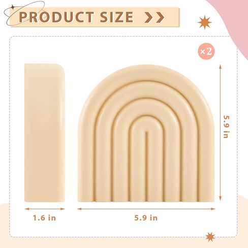 2 Pcs Heavy Duty Book Ends Arch Shaped Decorative Bookends Stopper Modern Book Holders Resin Decor Bookends for Home Shelves Office Lover Gift(Cement Color) in Saudi Arabia