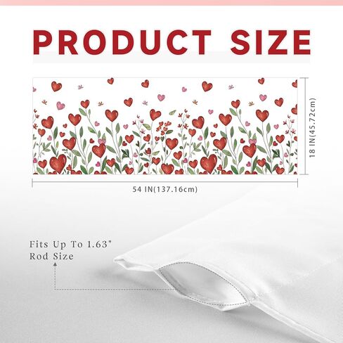 Valentines Day Hearts Valances for Windows 54x18 Inch Flowers Curtain Valance for Kitchen Bathroom Bedroom Living Room Decor in Kuwait