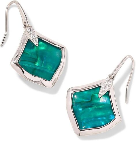 Kendra Scott Womens Joelle Drop Earrings Silver Bright Aqua Illusion One Size One Size in Saudi Arabia