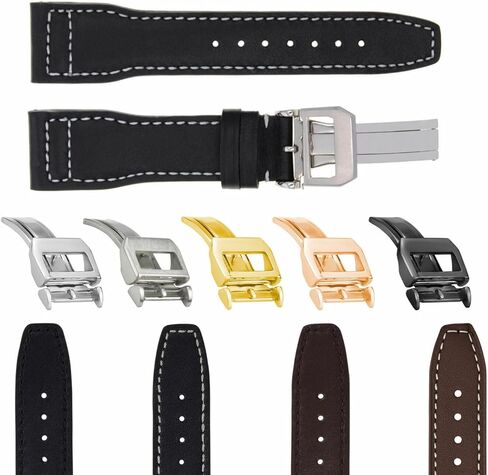 Ewatchparts 20-21-22-23mm حزام ساعة جلدي مع مشبك نشر متوافق مع IWC Pilot البرتغالي Top Gun in Kuwait