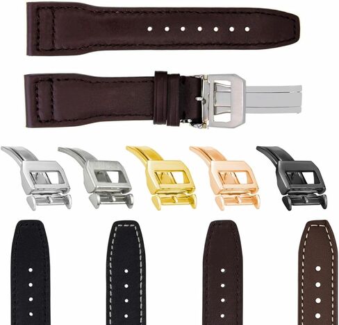 Ewatchparts 20-21-22-23mm حزام ساعة جلدي مع مشبك نشر متوافق مع IWC Pilot البرتغالي Top Gun in Kuwait