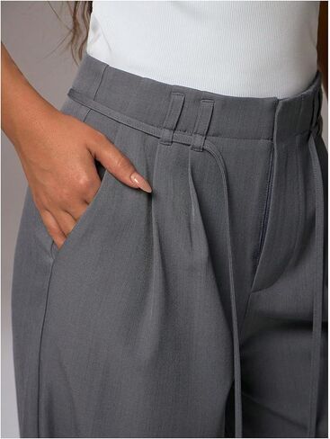 GORGLITTER Women's Low Rise Waisted Dress Pants Dressy Work Office Wide Leg Straight Business Trousers Slacks Pants in Saudi Arabia