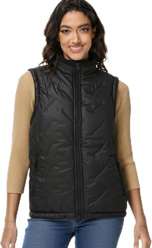 سترة نسائية مبطنة منتفخة خفيفة الوزن مبطنة بالصوف وسحاب بدون أكمام، جيليه شتوي دافئ in Kuwait