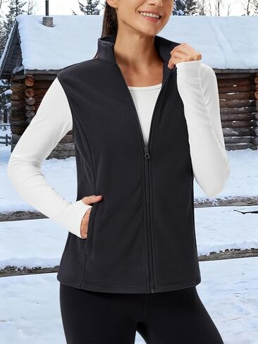 Women’s Fleece Vest Lightweight Sleeveless Zip Jacket Warm Outerwear Coat with Zipper Pockets in Saudi Arabia