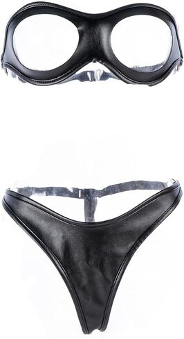 Bondage Lingerie Set Leather Bra Panties Chastity Underwear Sex Harness Adjustable Breast Strap Sexy Couple Restraints Toys in Saudi Arabia