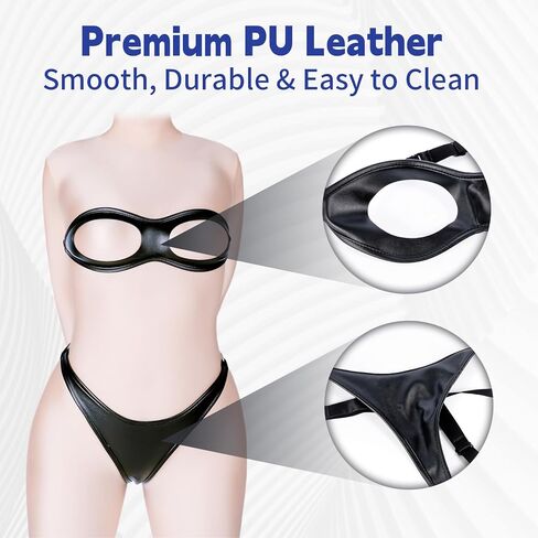 Bondage Lingerie Set Leather Bra Panties Chastity Underwear Sex Harness Adjustable Breast Strap Sexy Couple Restraints Toys in Saudi Arabia