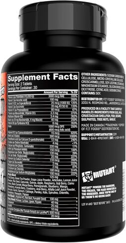 Mutant Multi - فيتامينات عالية الفعالية تحتوي على أكثر من 75 مكونًا تم تركيبها خصيصًا لرفع الأثقال، 60 قرصًا in Kuwait