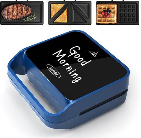 Sunvivi Pro Waffle Maker with Removable Non-stick Plates, Electric Sandwich Maker 3 in 1 Panini Press Grill, with Glass Top, Cool Touch Handle & Easy to Clean, 850W in Kuwait