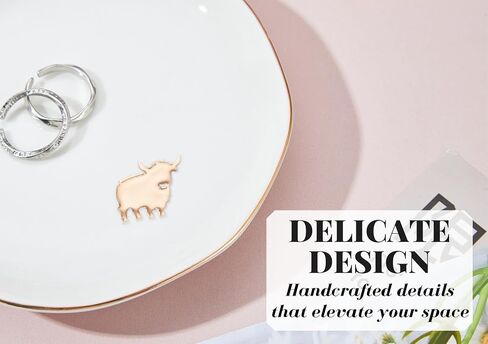 InnoBeta Highland Gifts for Women, Ceramic Jewelry Dish, Trinket Tray for Rings Earrings Necklace Keys, Decorative Plate for Birthday, Christmas, Mother's Day, 4.75" in Saudi Arabia
