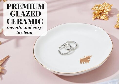 InnoBeta Highland Gifts for Women, Ceramic Jewelry Dish, Trinket Tray for Rings Earrings Necklace Keys, Decorative Plate for Birthday, Christmas, Mother's Day, 4.75" in Saudi Arabia