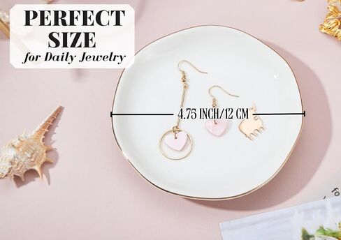 InnoBeta Highland Gifts for Women, Ceramic Jewelry Dish, Trinket Tray for Rings Earrings Necklace Keys, Decorative Plate for Birthday, Christmas, Mother's Day, 4.75" in Saudi Arabia