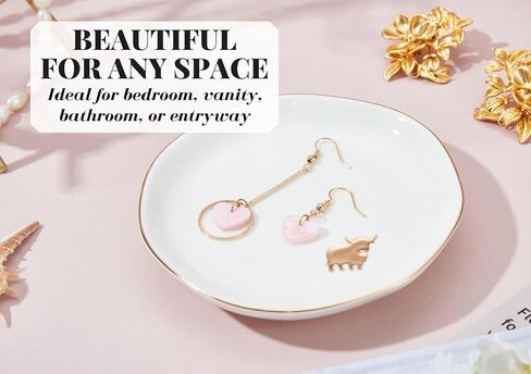 InnoBeta Highland Gifts for Women, Ceramic Jewelry Dish, Trinket Tray for Rings Earrings Necklace Keys, Decorative Plate for Birthday, Christmas, Mother's Day, 4.75" in Saudi Arabia