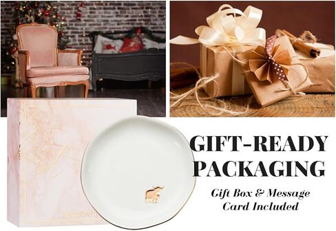 InnoBeta Highland Gifts for Women, Ceramic Jewelry Dish, Trinket Tray for Rings Earrings Necklace Keys, Decorative Plate for Birthday, Christmas, Mother's Day, 4.75" in Saudi Arabia