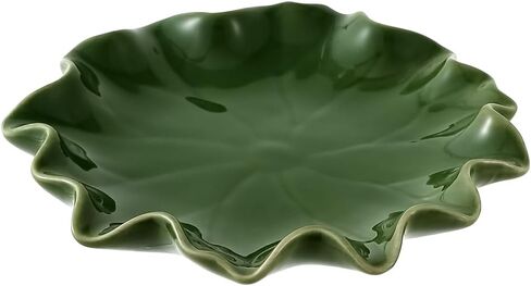 Ceramic Jewelry Tray, Decorative Trinket Dish for Rings Earrings Necklaces Bracelet Watch Keys, Birthday Mother's Day Christmas Thanksgiving Gift for Women, 4.7", Green Lotus Leaves in Saudi Arabia