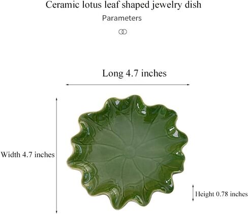 Ceramic Jewelry Tray, Decorative Trinket Dish for Rings Earrings Necklaces Bracelet Watch Keys, Birthday Mother's Day Christmas Thanksgiving Gift for Women, 4.7", Green Lotus Leaves in Saudi Arabia