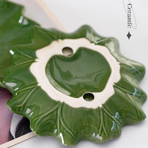 Ceramic Jewelry Tray, Decorative Trinket Dish for Rings Earrings Necklaces Bracelet Watch Keys, Birthday Mother's Day Christmas Thanksgiving Gift for Women, 4.7", Green Lotus Leaves in Saudi Arabia
