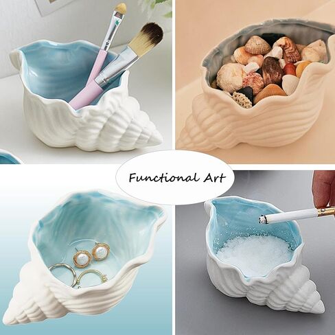 Seashell Decor Jewelry Dish,Ceramic Trinket Tray, Small Key Bowl, Beachy Room Decor Aesthetic,Cute Ceramic Sea Shell Holder for Rings Earrings Necklaces Keys in Saudi Arabia