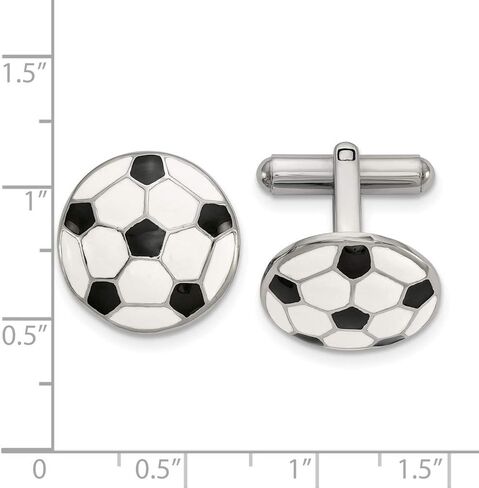 Solid Stainless Steel and Enameled Soccer Ball Cufflinks 17.2mm in Saudi Arabia