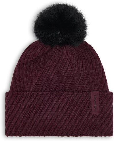 قبعة شتوية نسائية من كالفن كلاين ذات ضلع قطري مع كرة من الفرو الصناعي in Kuwait