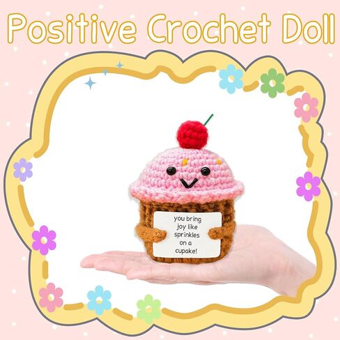 Mini Cupcake Emotional Support Crochet Doll Fun Gift for Best Friends, Positive Cupcake Crochet Inspiring Mental Health Gift for Family and Friends in Saudi Arabia
