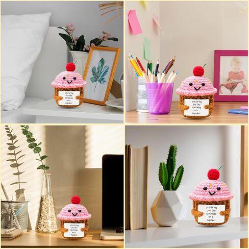 Mini Cupcake Emotional Support Crochet Doll Fun Gift for Best Friends, Positive Cupcake Crochet Inspiring Mental Health Gift for Family and Friends in Saudi Arabia