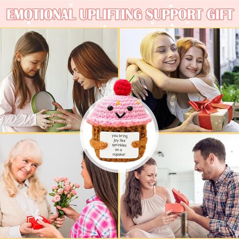 Mini Cupcake Emotional Support Crochet Doll Fun Gift for Best Friends, Positive Cupcake Crochet Inspiring Mental Health Gift for Family and Friends in Saudi Arabia