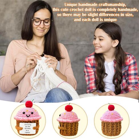 Mini Cupcake Emotional Support Crochet Doll Fun Gift for Best Friends, Positive Cupcake Crochet Inspiring Mental Health Gift for Family and Friends in Saudi Arabia
