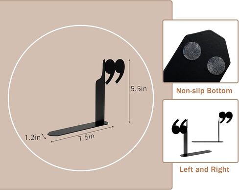 Bookends Decorative Unique Novelty Book Ends for Kids Books - Unique Bookends Decorative Metal Quotation Mark Design Bookshelf Decor, Bookish Decor for Shelves and Book Lovers Gift Ideas in Saudi Arabia