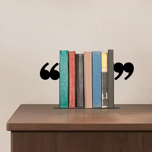 Bookends Decorative Unique Novelty Book Ends for Kids Books - Unique Bookends Decorative Metal Quotation Mark Design Bookshelf Decor, Bookish Decor for Shelves and Book Lovers Gift Ideas in Saudi Arabia