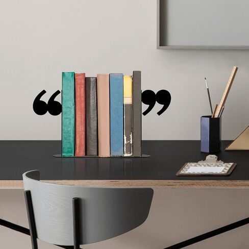 Bookends Decorative Unique Novelty Book Ends for Kids Books - Unique Bookends Decorative Metal Quotation Mark Design Bookshelf Decor, Bookish Decor for Shelves and Book Lovers Gift Ideas in Saudi Arabia
