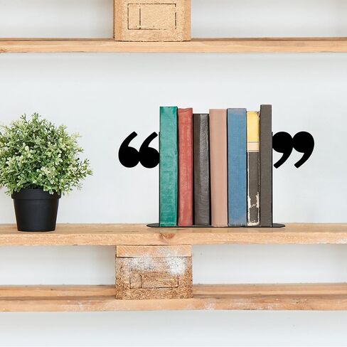 Bookends Decorative Unique Novelty Book Ends for Kids Books - Unique Bookends Decorative Metal Quotation Mark Design Bookshelf Decor, Bookish Decor for Shelves and Book Lovers Gift Ideas in Saudi Arabia
