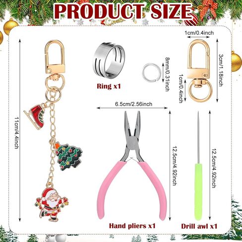 Janinka 12 Pcs Christmas Lip Gloss Keychain Bulk Lip Balm Keychains with Exquisite Xmas Charm Santa Tree Snowman Snowflake and Gingerbread Man Keychain Christmas Charm Gift for Women Key Purse Decor in Saudi Arabia