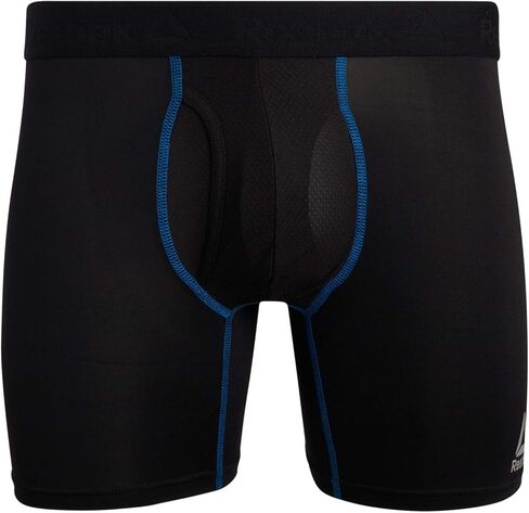 Reebok Men's Boxer Briefs - 4 Pack Soft Performance Boxers for Men with Fly Pouch - Quick Dry Active Mens Underwear Pack S-XL, Size Large, Pure Blacks in Saudi Arabia