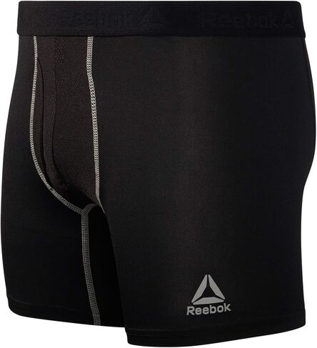 Reebok Men's Boxer Briefs - 4 Pack Soft Performance Boxers for Men with Fly Pouch - Quick Dry Active Mens Underwear Pack S-XL, Size Large, Pure Blacks in Saudi Arabia