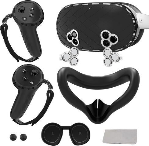 6-in-1 Silicone Cover Set for Meta Quest 3s Accessories, Juylay VR Protective Cover Accessories for Oculus Quest 3S with Facial Interface, Shell Cover, Controller Grip Cover, Joystick Caps,Blue in Saudi Arabia