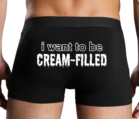 Knaughty Knickers I Want To Be Cream Filled - Cumslut - Creampie - Breadable Black Mens Boxer Brief Sexy Adult Design in Saudi Arabia