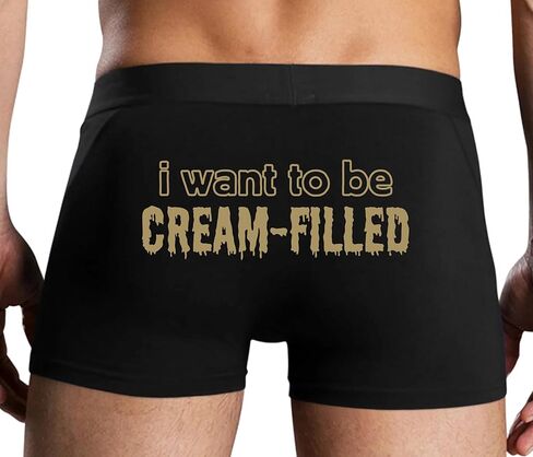 كلسون مطيع أريد أن أكون مملوءًا بالكريمة - cumslut - CREAMPIE - تصميم ملاكم رجالي أسود قابل للخبز بتصميم مثير للبالغين in Kuwait