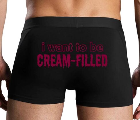 كلسون مطيع أريد أن أكون مملوءًا بالكريمة - cumslut - CREAMPIE - تصميم ملاكم رجالي أسود قابل للخبز بتصميم مثير للبالغين in Kuwait