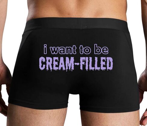 كلسون مطيع أريد أن أكون مملوءًا بالكريمة - cumslut - CREAMPIE - تصميم ملاكم رجالي أسود قابل للخبز بتصميم مثير للبالغين in Kuwait