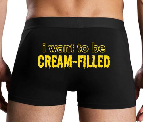 كلسون مطيع أريد أن أكون مملوءًا بالكريمة - cumslut - CREAMPIE - تصميم ملاكم رجالي أسود قابل للخبز بتصميم مثير للبالغين in Kuwait