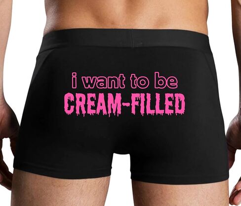 كلسون مطيع أريد أن أكون مملوءًا بالكريمة - cumslut - CREAMPIE - تصميم ملاكم رجالي أسود قابل للخبز بتصميم مثير للبالغين in Kuwait